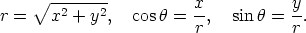      V~ -2----2-          x-          y- r =   x  + y ,  cos h = r ,  sin h = r . 